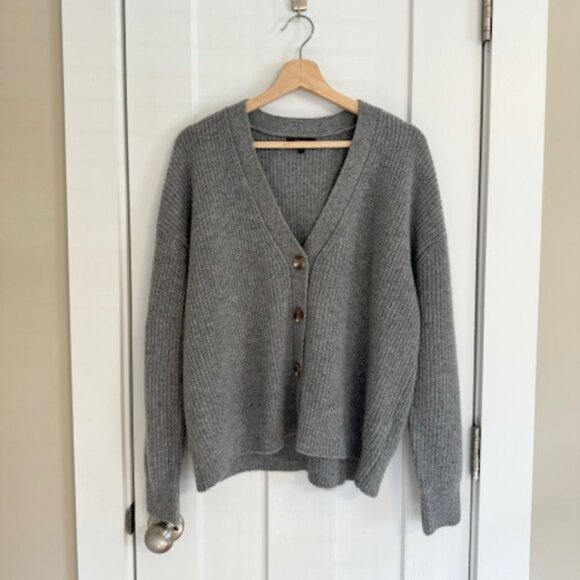 (Quince) Mongolian Cashmere Fisherman Boxy Cropped Cardigan Sweater - Picture 7 of 12